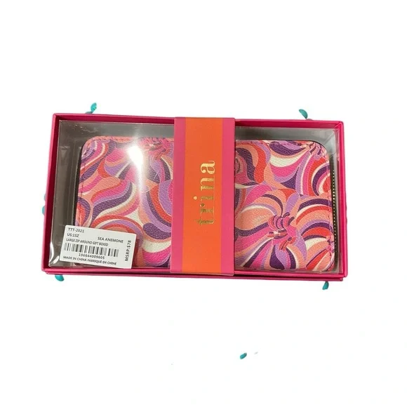 Trina Turk Large Zip Around Wallet in Sea Anemone - Picture 3 of 7